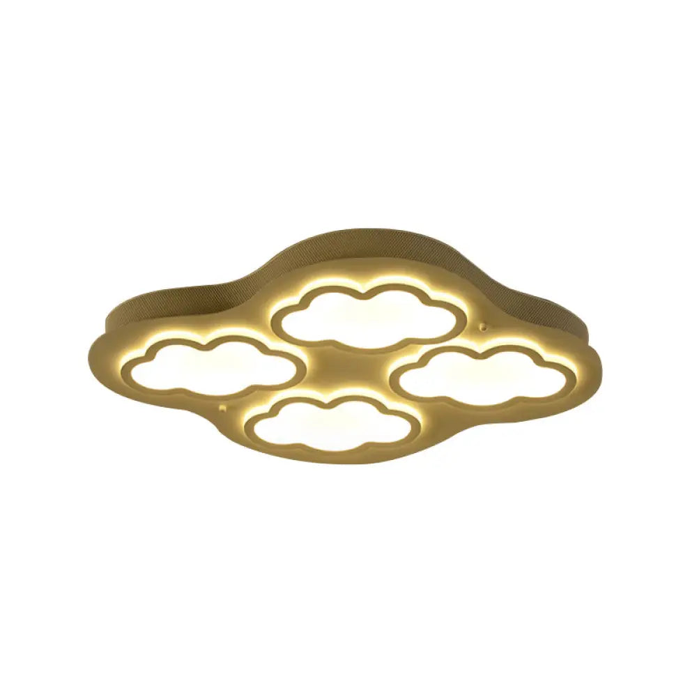 Cloudy Cartoon Led Ceiling Light For Kindergarten In White Acrylic Flush Mount 4 / Warm