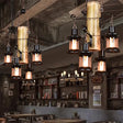 Coastal Black Pendant Chandelier With Clear Glass/Marble And Bamboo Shelf / A