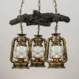 Coastal Bronze/Copper 3-Light Kerosene Clear Glass Chandelier - Dining Room Pendant Lighting Bronze