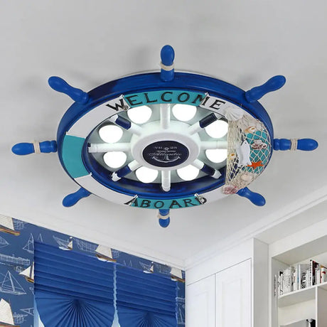 Coastal Led Acrylic Ceiling Flush Lamp In White/Orange/Blue For Bedroom Blue / White