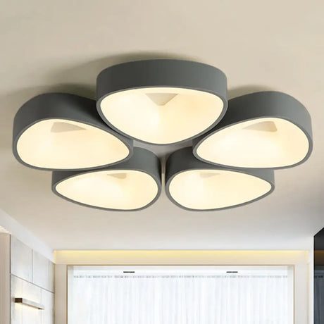 Coconut Shell Flush Light Fixture - Grey Nordic Ceiling Lamp (3/5 Lights) In White/Warm/Natural 5 /