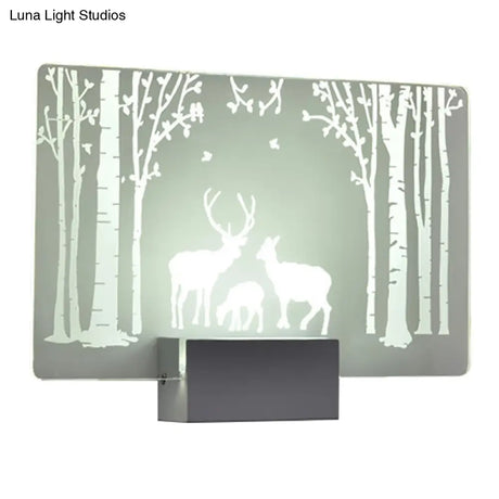 Coconut Tree/Elk Led Wall Mount Lamp With Aluminum Shade For Bedroom Artistry Lighting