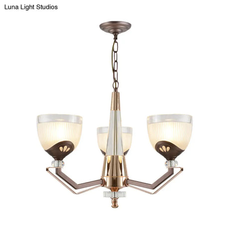 Coffee Bowl Pendant Chandelier - Rural Style Cream Glass Suspension Lighting (3/6/8/10 Heads) Ideal