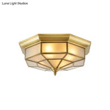 Colonial Brass Ceiling Light With Prismatic Milky Glass - 4/6 Bulbs Ideal For Living Rooms 17’ Or