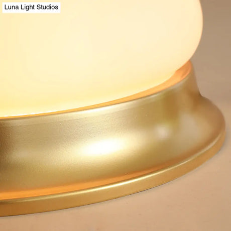 Colonial Brass Flush Mount Ceiling Light With Opal Glass For Living Room - Set Of 2