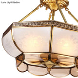 Colonial Brass Satin Opal Glass Semi Flush Mount Ceiling Light Fixture 3/4 Bulbs 14’/18’ Dia -