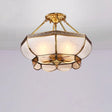 Colonial Brass Satin Opal Glass Semi Flush Mount Ceiling Light Fixture 3/4 Bulbs 14’/18’ Dia -