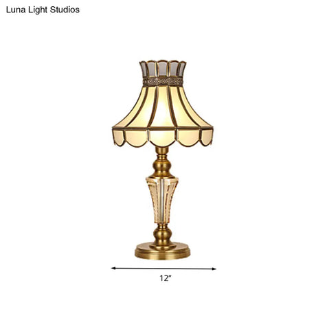 Colonial Crystal Nightstand Lamp In Gold For Bedroom - Elegant 1 Light Table And Lighting