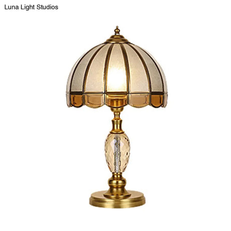 Colonial Crystal Nightstand Lamp In Gold For Bedroom - Elegant 1 Light Table And Lighting