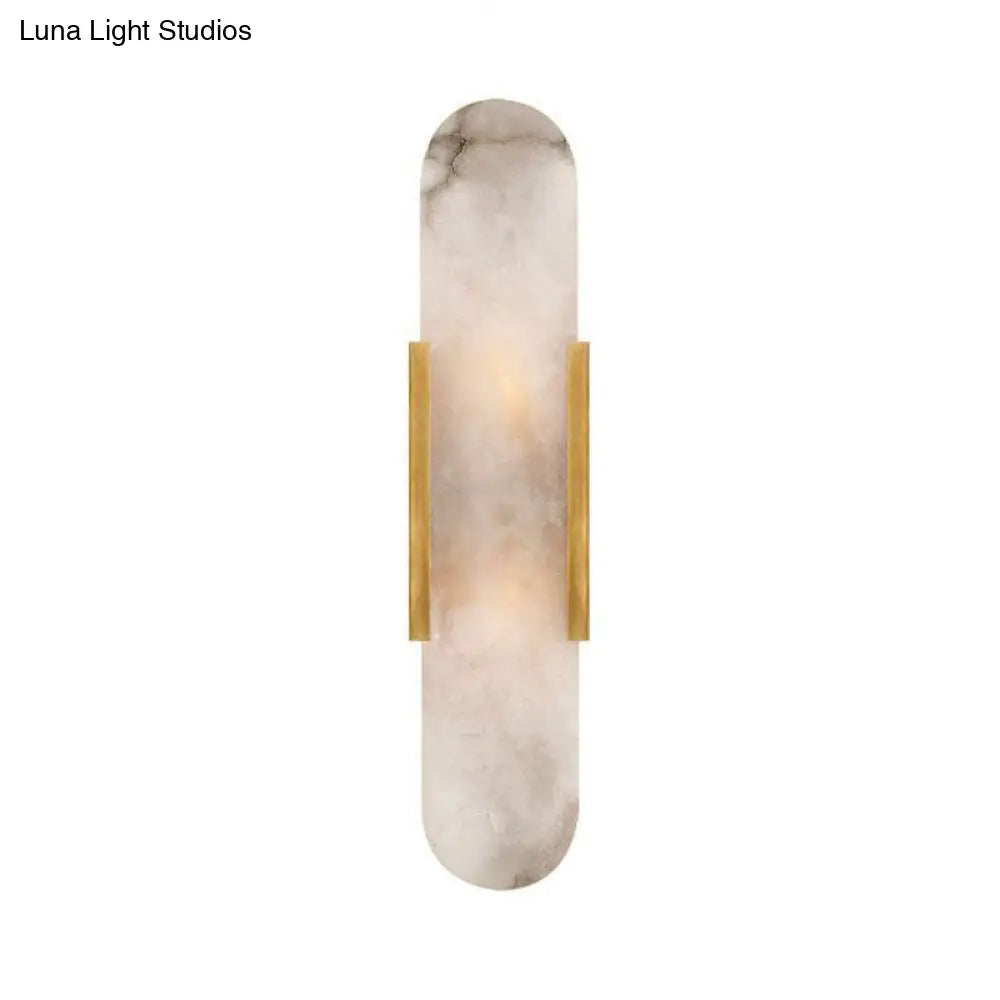 Colonial Gold/Black Marble Wall Sconce Lighting For Dining Room - 2 Bulbs Bar Flush Mount