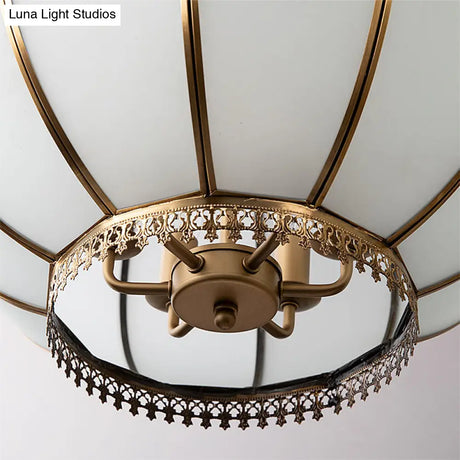 Colonial Lantern Pendant Chandelier For Bedroom White Glass 16/19.5 Width 3/6 Heads