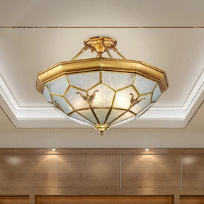Colonial Seeded Glass Semi-Flush Mount Ceiling Light Fixture - Brass 4/6 Bulbs 19.5’/25.5’ W / 19.5’