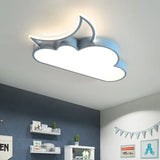 Colorful Cloud Led Flush Mount Lamp For Kids Room With Acrylic Shade Blue
