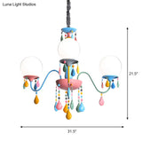 Colorful Curved Chandelier Lights: Pink And Yellow Metallic Pendant Lamp With Or Without Shade