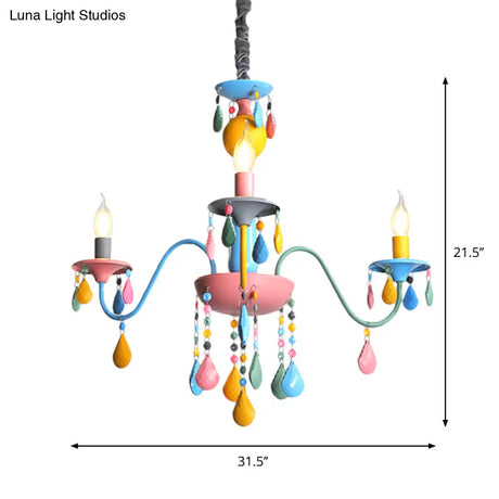 Colorful Curved Chandelier Lights: Pink And Yellow Metallic Pendant Lamp With Or Without Shade
