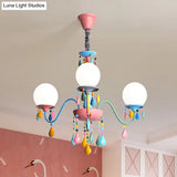 Colorful Curved Chandelier Lights: Pink And Yellow Metallic Pendant Lamp With Or Without Shade