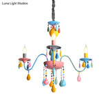 Colorful Curved Chandelier Lights: Pink And Yellow Metallic Pendant Lamp With Or Without Shade