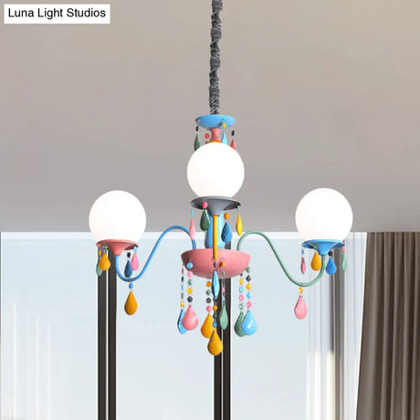 Colorful Curved Chandelier Lights: Pink And Yellow Metallic Pendant Lamp With Or Without Shade