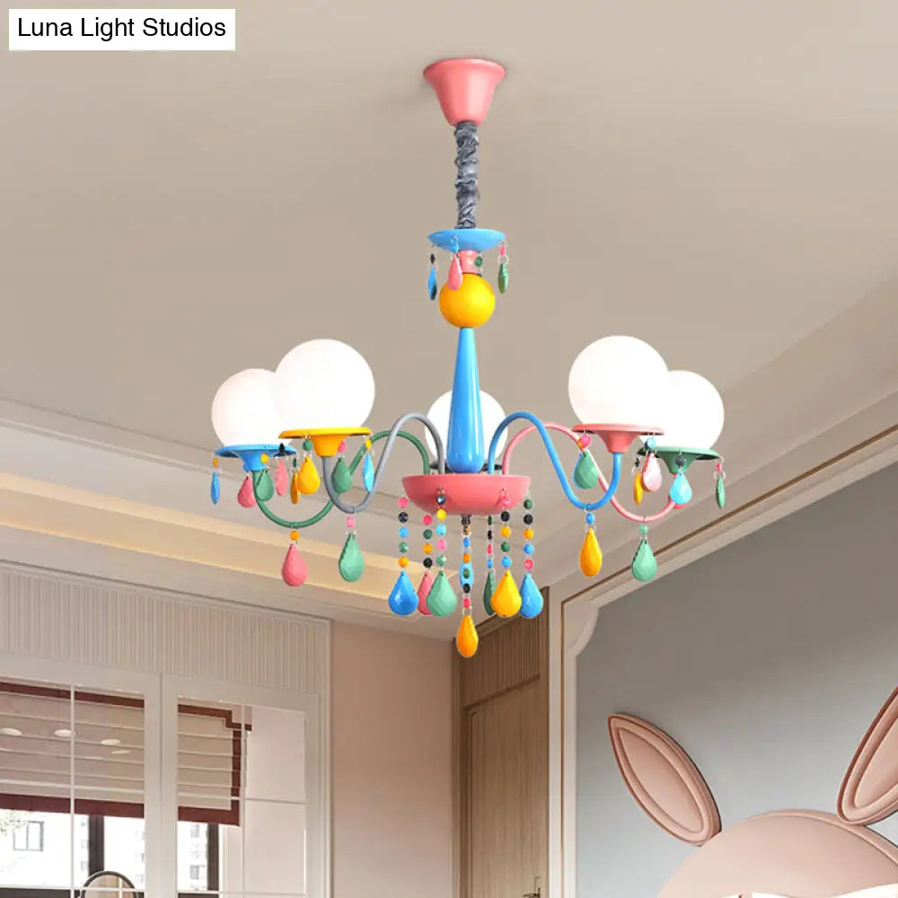 Colorful Curved Chandelier Lights: Pink And Yellow Metallic Pendant Lamp With Or Without Shade