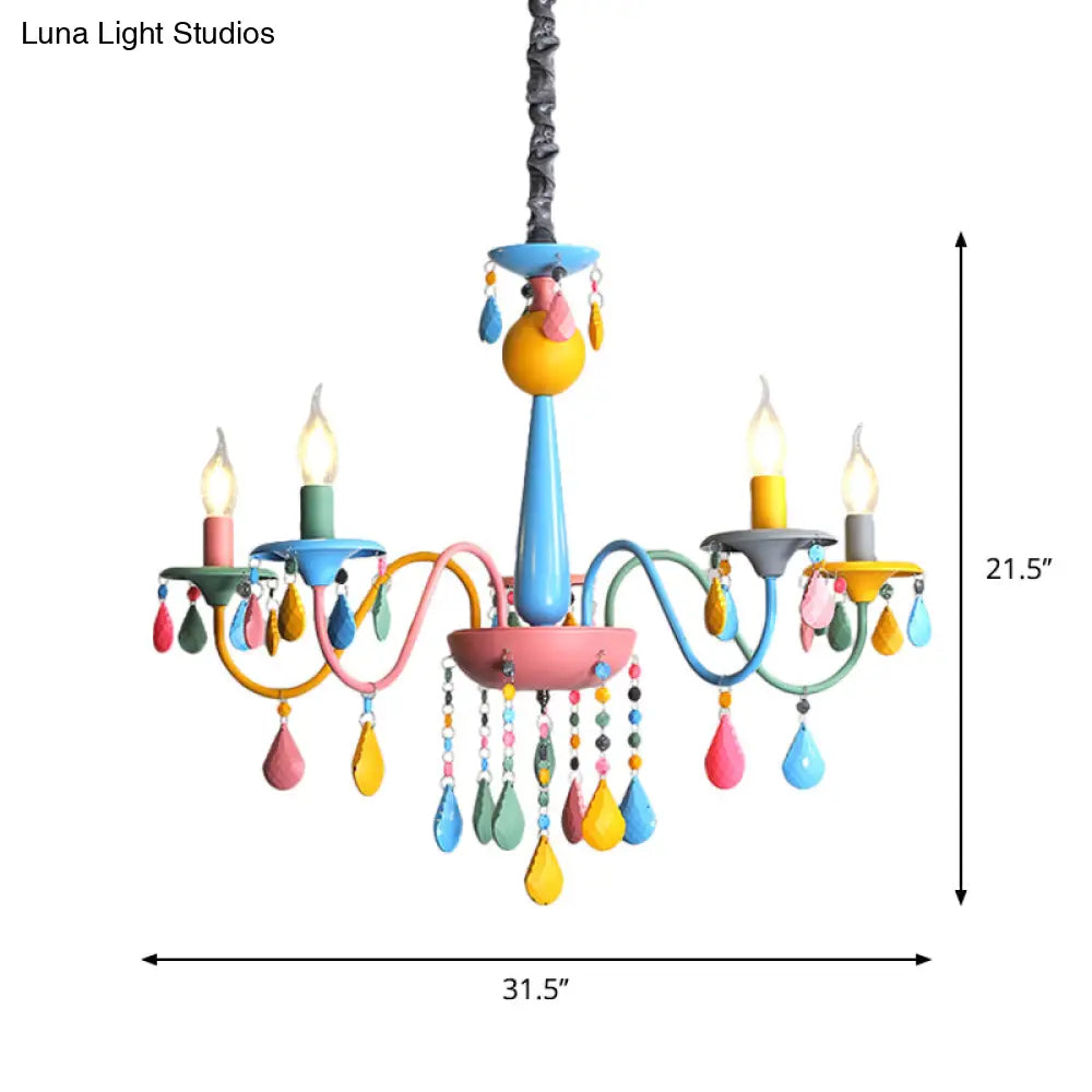 Colorful Curved Chandelier Lights: Pink And Yellow Metallic Pendant Lamp With Or Without Shade