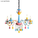 Colorful Curved Chandelier Lights: Pink And Yellow Metallic Pendant Lamp With Or Without Shade