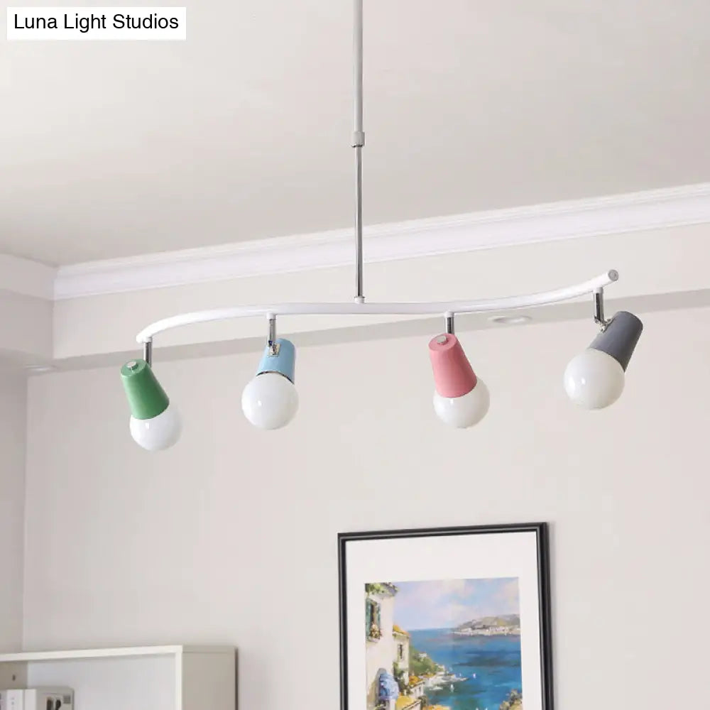 Colorful Horn Swivel Pendant Light With 3/4 Lights For Iron Wave Island Lighting In White