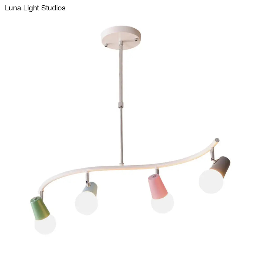 Colorful Horn Swivel Pendant Light With 3/4 Lights For Iron Wave Island Lighting In White