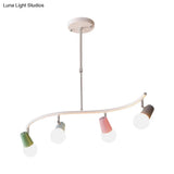 Colorful Horn Swivel Pendant Light With 3/4 Lights For Iron Wave Island Lighting In White