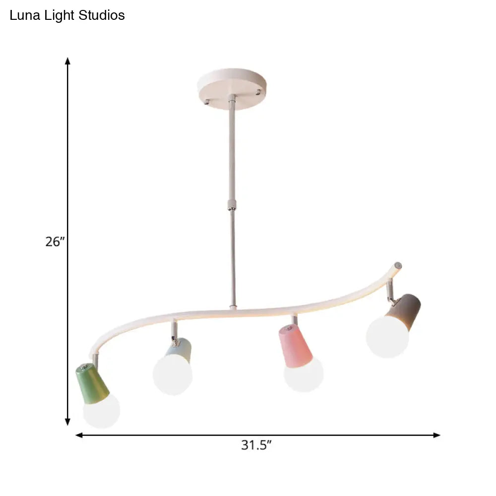 Colorful Horn Swivel Pendant Light With 3/4 Lights For Iron Wave Island Lighting In White