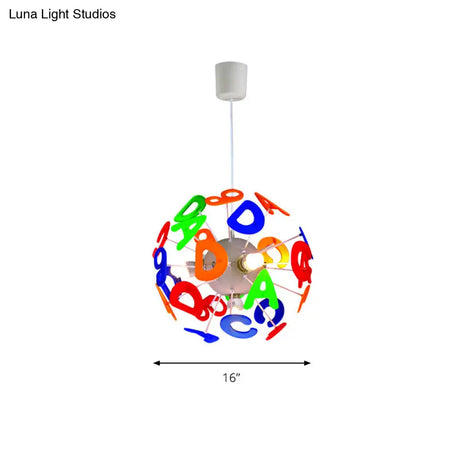 Colorful Kids Globe Ceiling Pendant Light With 4 Plastic Lights For Nursing Room