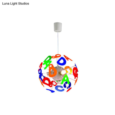 Colorful Kids Globe Ceiling Pendant Light With 4 Plastic Lights For Nursing Room