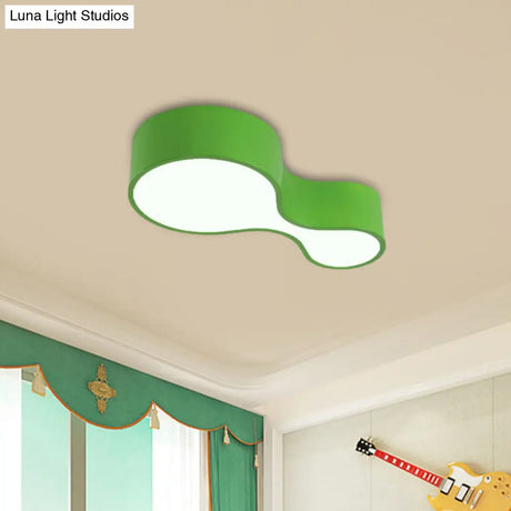 Colorful Led Flush Mount Lamp For Kids’ Corridors - Red/Yellow/Blue Finish With Gourd Acrylic Shade