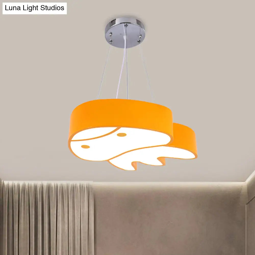 Colorful Led Suspension Light With Acrylic Jellyfish Shade - Cartoon Style Ceiling Chandelier