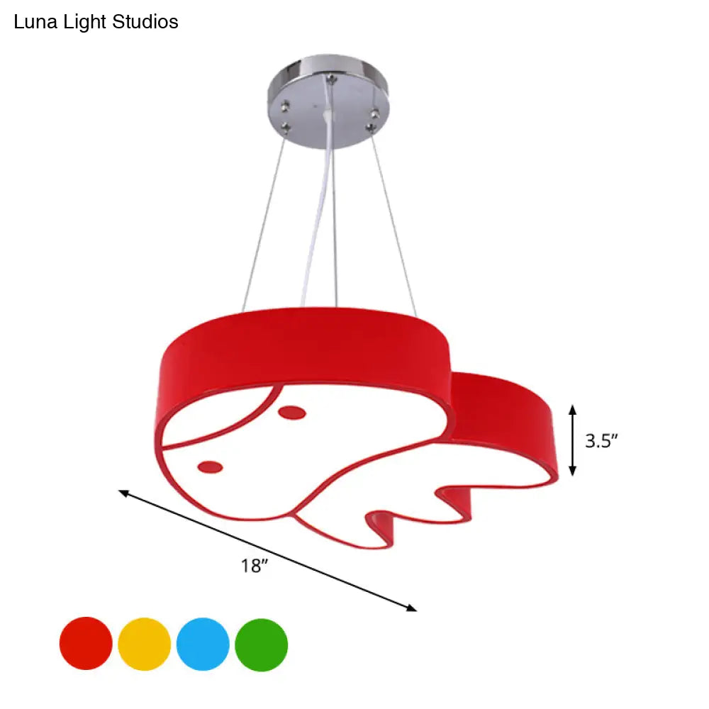Colorful Led Suspension Light With Acrylic Jellyfish Shade - Cartoon Style Ceiling Chandelier