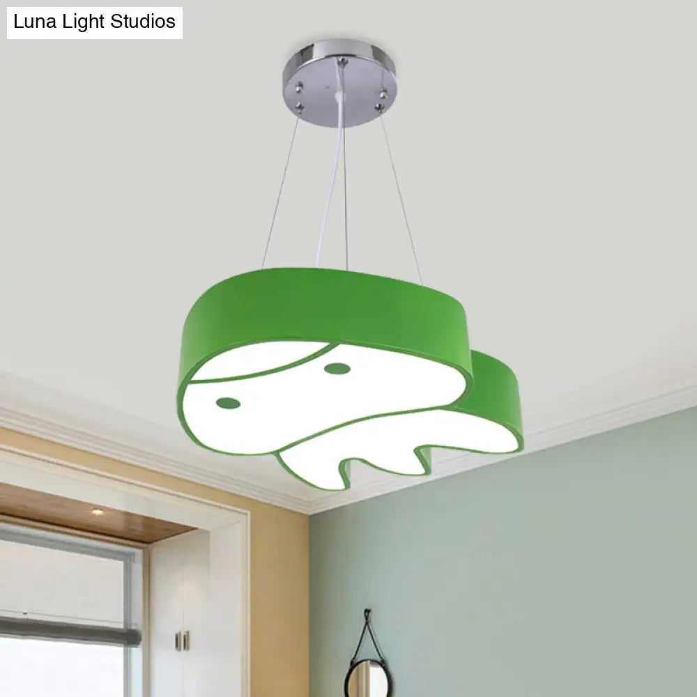 Colorful Led Suspension Light With Acrylic Jellyfish Shade - Cartoon Style Ceiling Chandelier