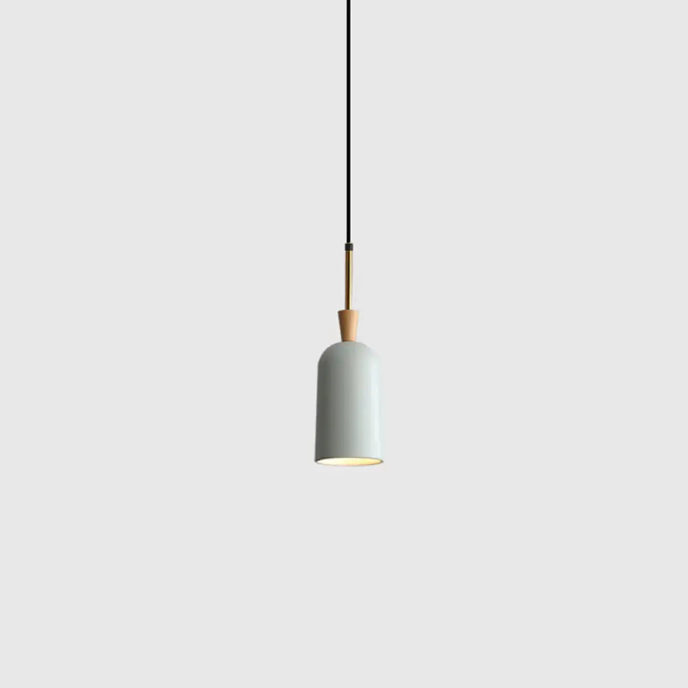 Colorful Macaron Pendant Light With Metal Shade - Industrial Hanging Lamp Green / 4’