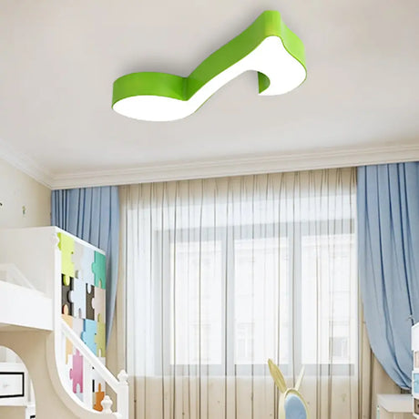 Colorful Metal Flush Ceiling Lamp With Musical Note Design For Classrooms Green / C 26’