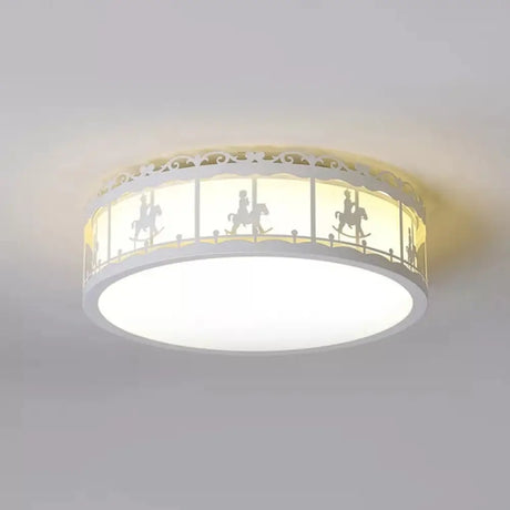 Colorful Round Ceiling Light For Kindergarten With Acrylic Flush Mount White