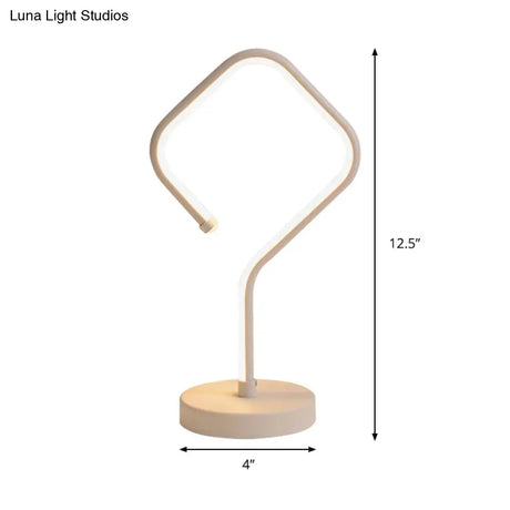 Compact White Led Desk Lamp With Acrylic Shade In Warm/White Light - Minimalist Table