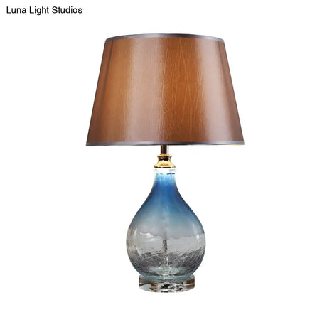 Conical Nightstand Lamp - Modernist Fabric Reading Light In Dark Coffee
