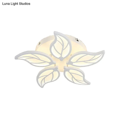 Contemporary 1/2-Tier Acrylic Flush Ceiling Lamp With Leaf Design And Warm/White Led Light