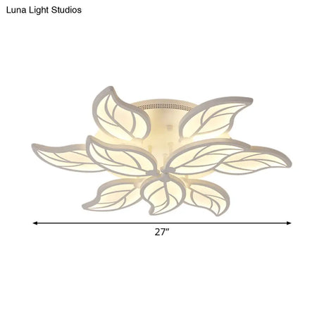 Contemporary 1/2-Tier Acrylic Flush Ceiling Lamp With Leaf Design And Warm/White Led Light