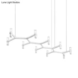 Contemporary 10-Head Ceiling Pendant With Aluminum Alloy Shade - Black White Chrome Or Gold Tube