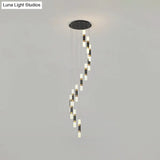 Contemporary 12-Head Metal Tubular Multi Pendant Light Fixture With Spiral Design Black And White