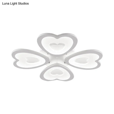Contemporary 4/6 - Light Ceiling Mount Fixture With Acrylic Shade - White Heart Flush Lamp In