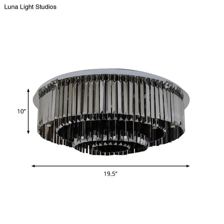 Contemporary 4 - Tier Smoke Gray Crystal Flushmount Light - 8/12 Lights Flush Fixture