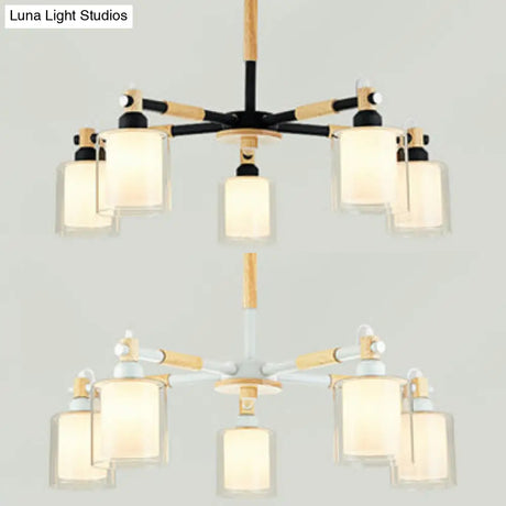 Contemporary 5-Light Glass Pendant Chandelier For Dining Room
