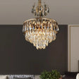 Contemporary 8-Head Crystal Tiered Chandelier - Gold Ceiling Pendant Light For Living Room