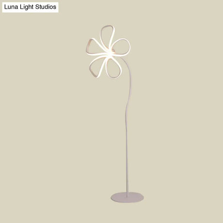 Contemporary Acrylic Bloom Floor Lamp - Black/White Led Reading Light For Study Room