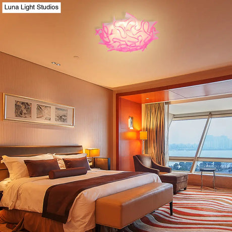 Contemporary Acrylic Flush Ceiling Lamp With Led Light Fixture - Blue/Brown/Orange